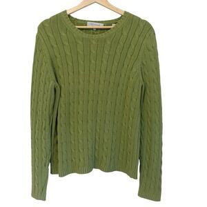 Emanuel Ungaro Sweater Womens Lg Lime Green Cable Knit Cotton Eclectic Grandpa